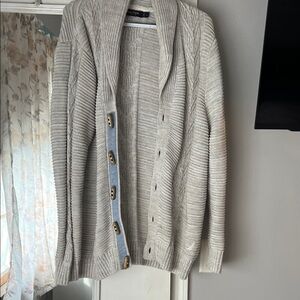 Nautica Men's Light Gray Cardigan Sweater